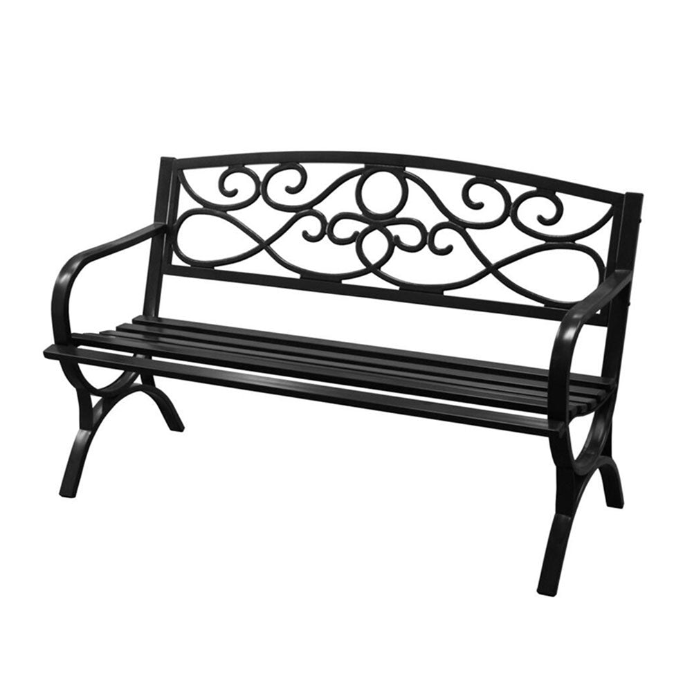 50 in. Steel Outdoor Garden Bench - Black