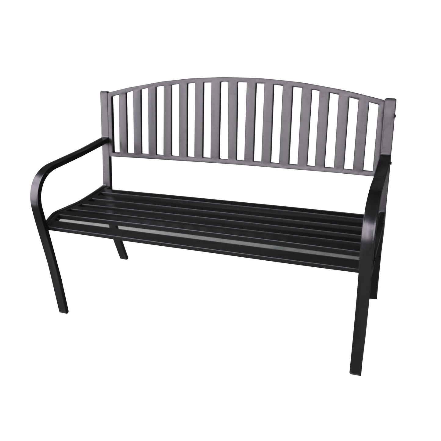 50 in. Steel Outdoor Garden Bench - Black
