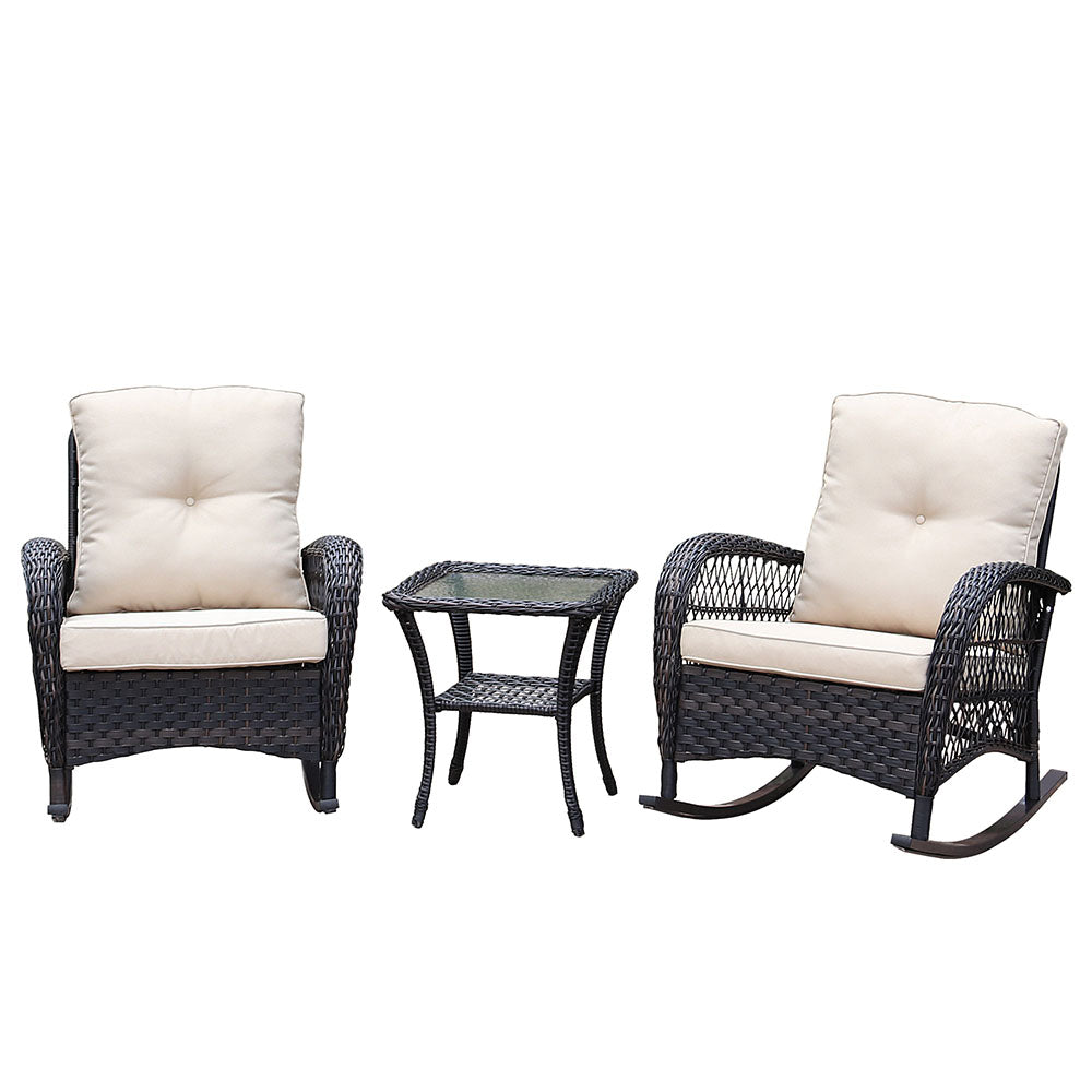 3 PCs Wicker Conversation Set - Black