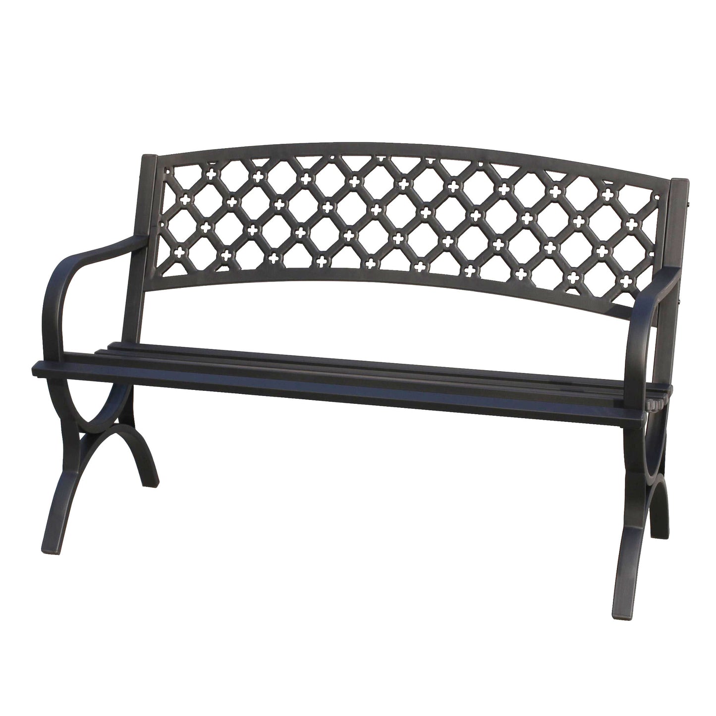 50 in. Steel Outdoor Garden Bench - Black