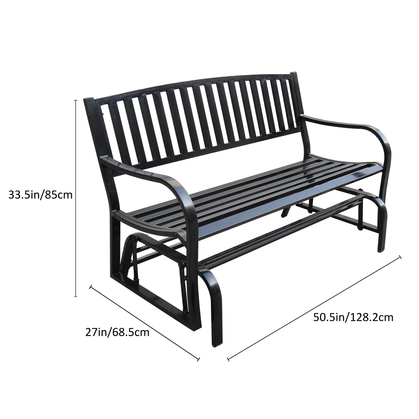 50 in. Steel Outdoor Garden Glider Bench - Black