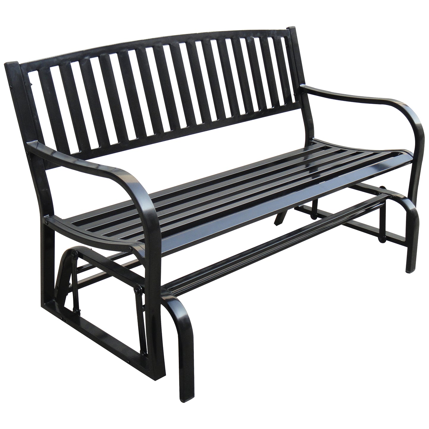 50 in. Steel Outdoor Garden Glider Bench - Black