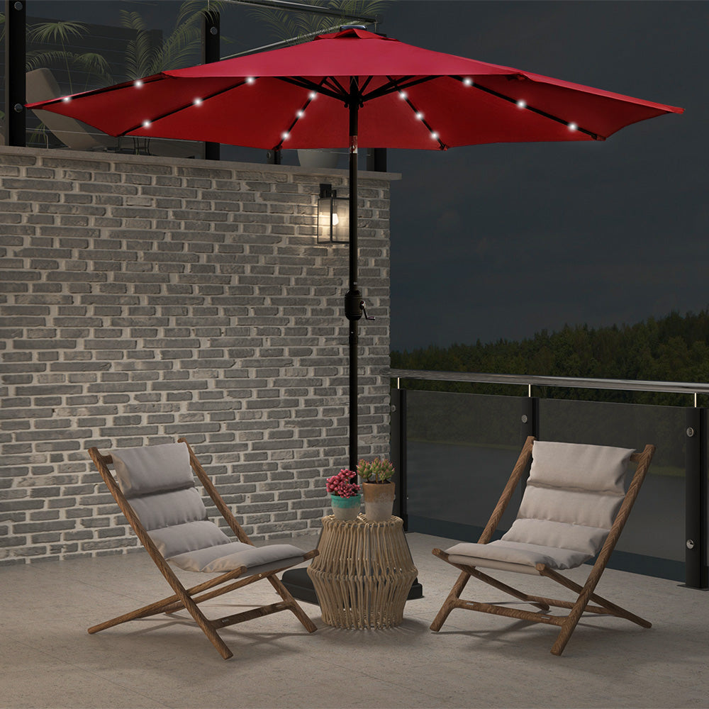 9 Ft Solar Lighted Patio Umbrella