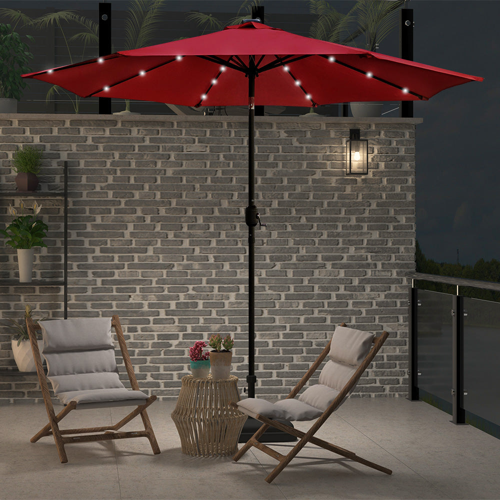 9 Ft Solar Lighted Patio Umbrella