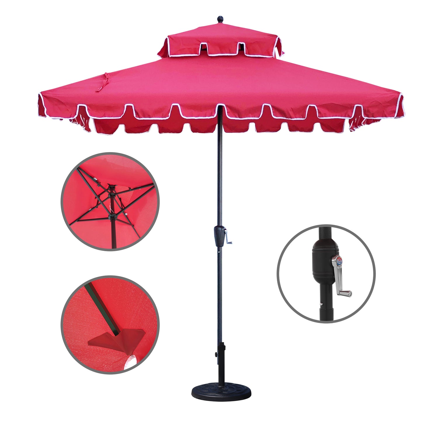 7Ft Square Scalloped Patio Umbrella