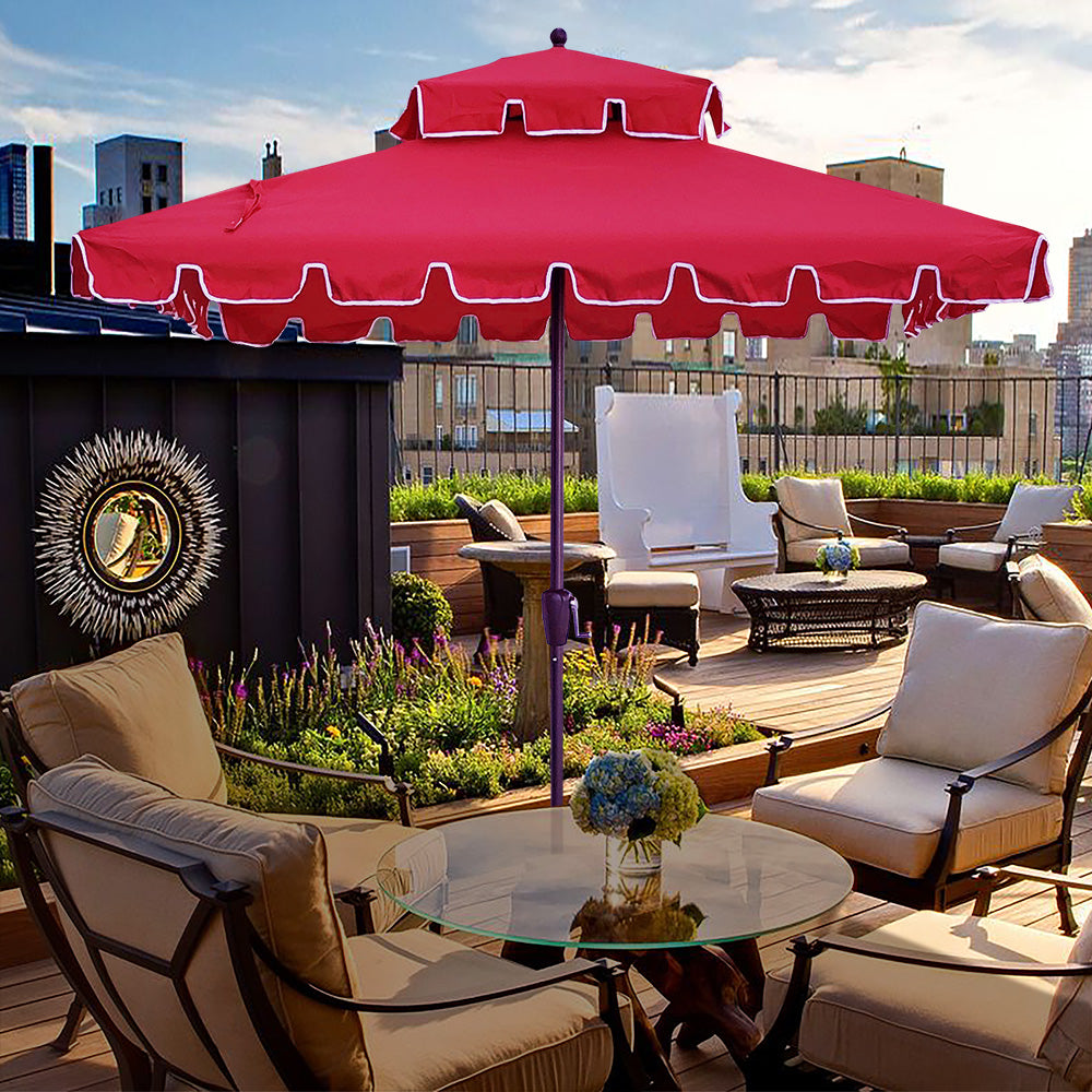 7Ft Square Scalloped Patio Umbrella