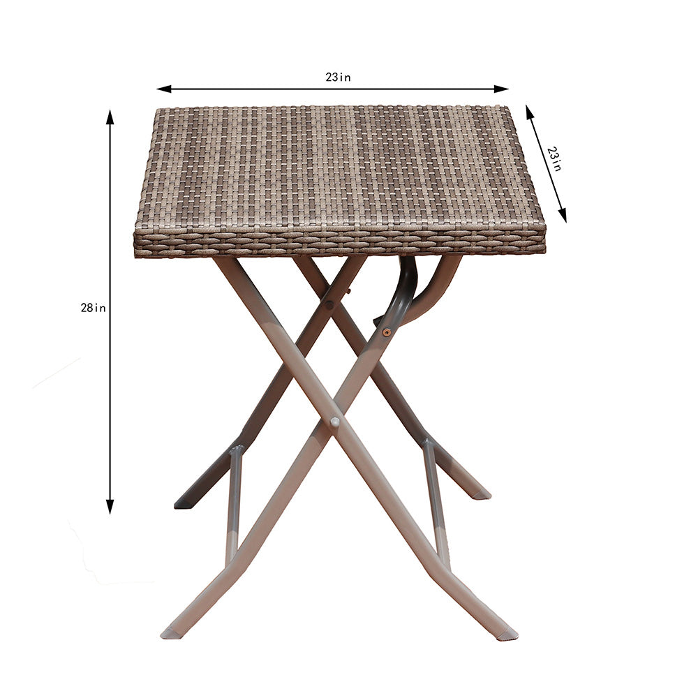3 PCs Wicker Folding Set - Dark Brown, Grey