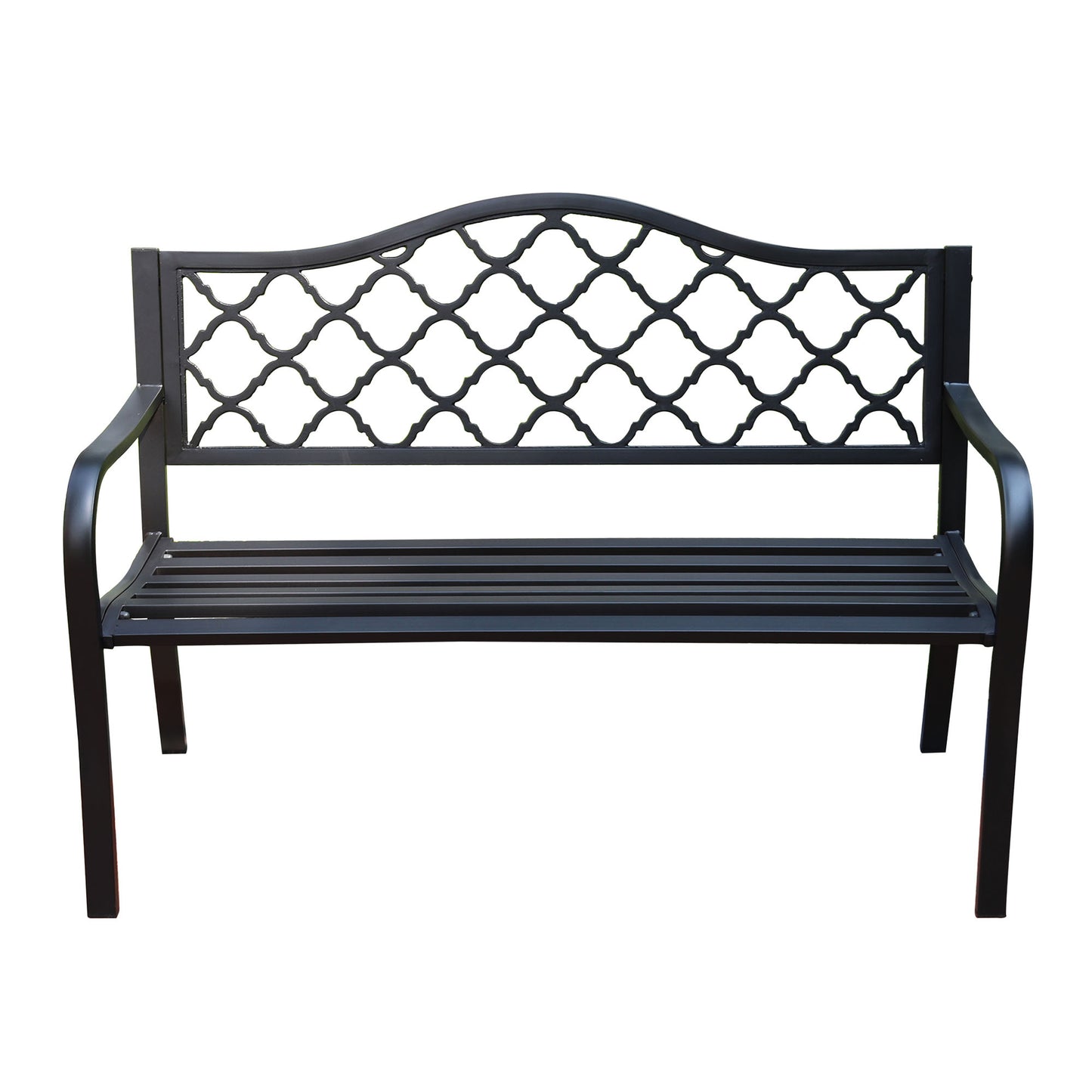 50 in. Steel Designer Outdoor Garden Bench - Black