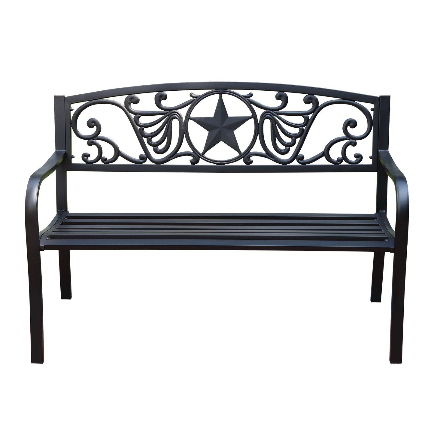50 in. Steel Designer Outdoor Garden Bench - Black