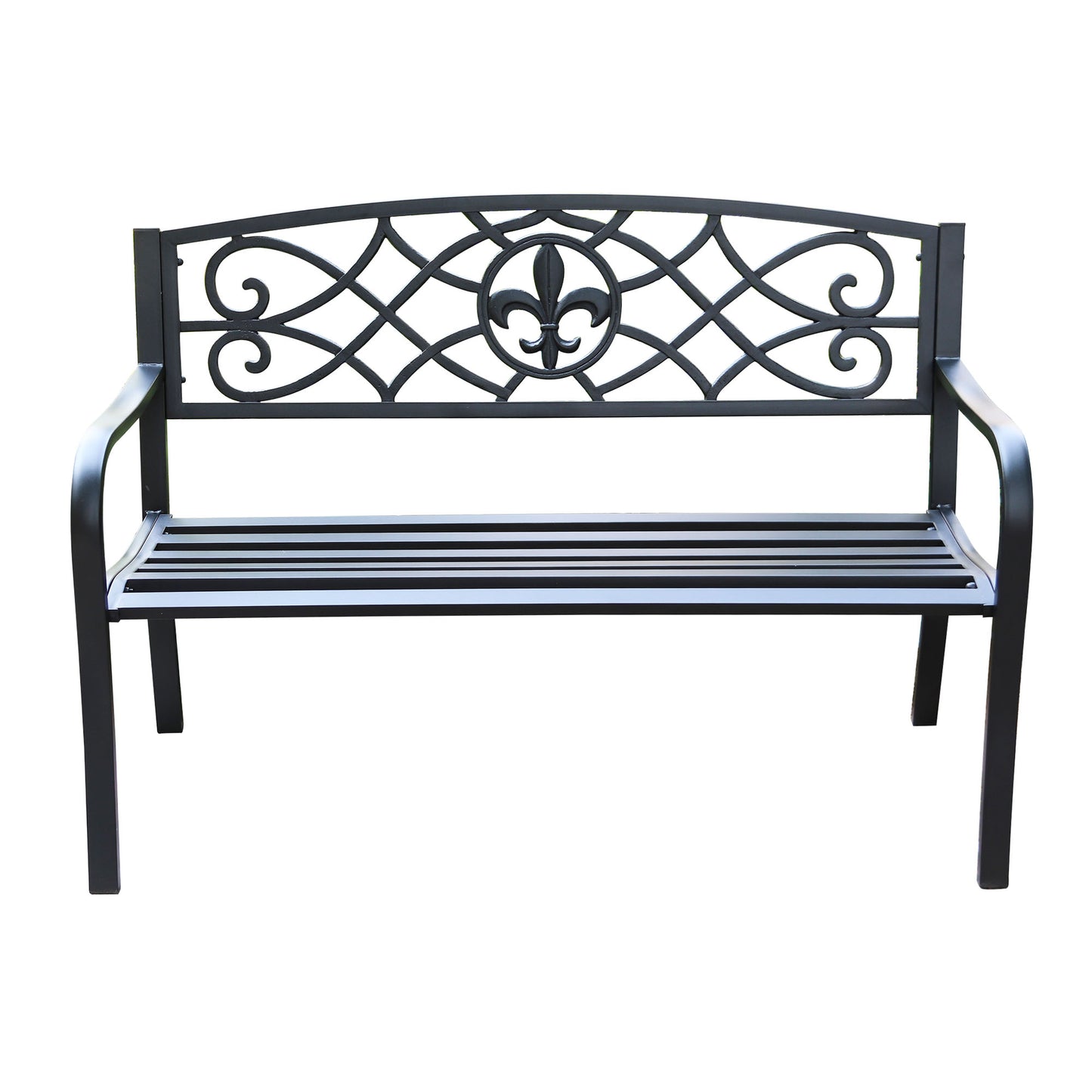 50 in. Steel Designer Outdoor Garden Bench - Black