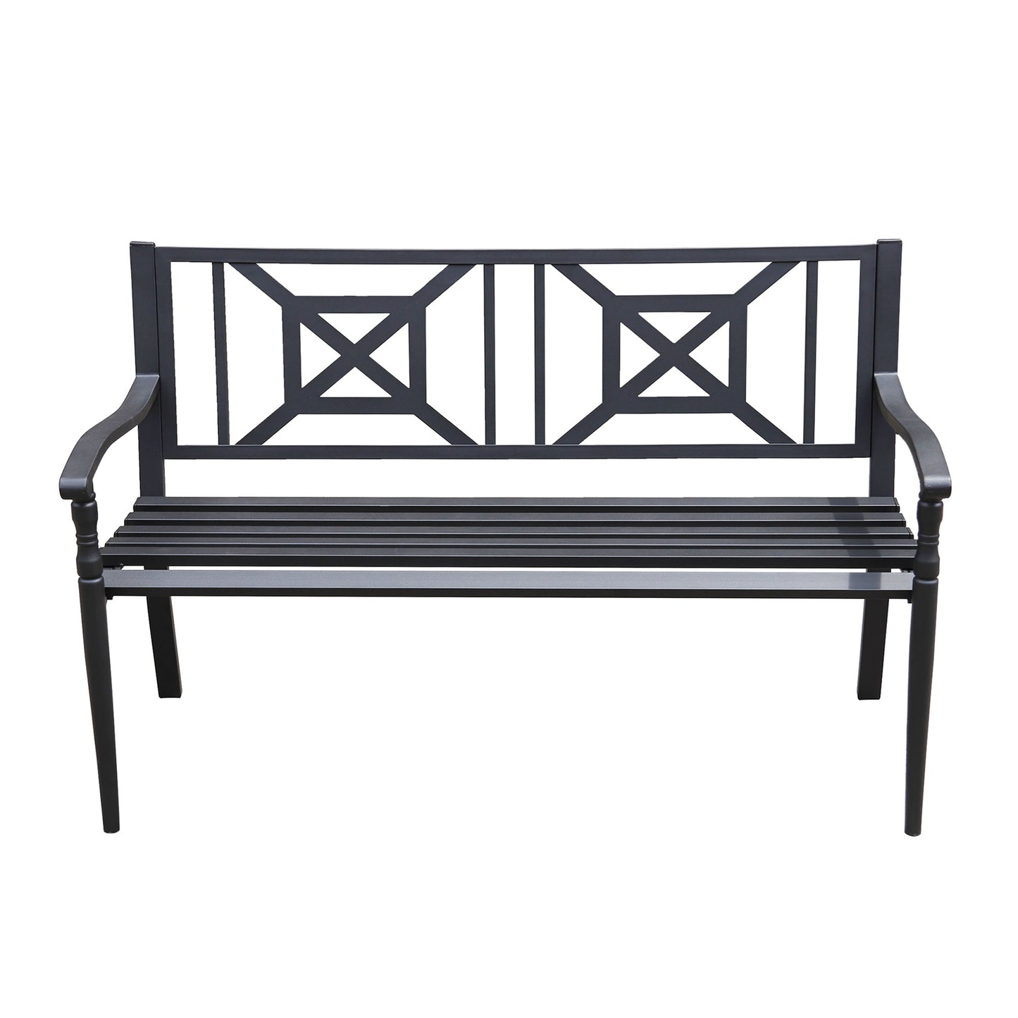 50 in. Deco Steel Outdoor Garden Bench - Black