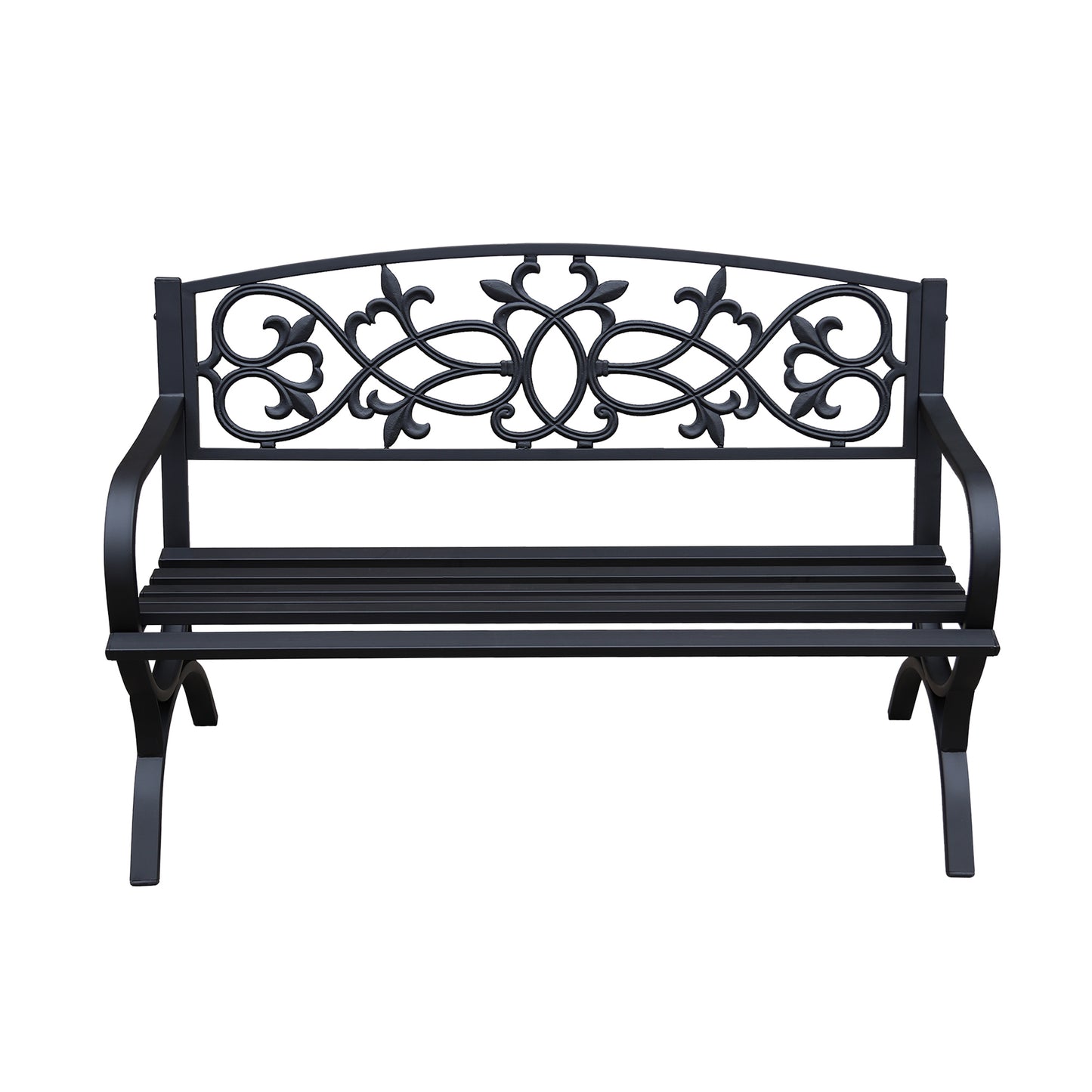 50 in. Steel Designer Outdoor Garden Bench - Black
