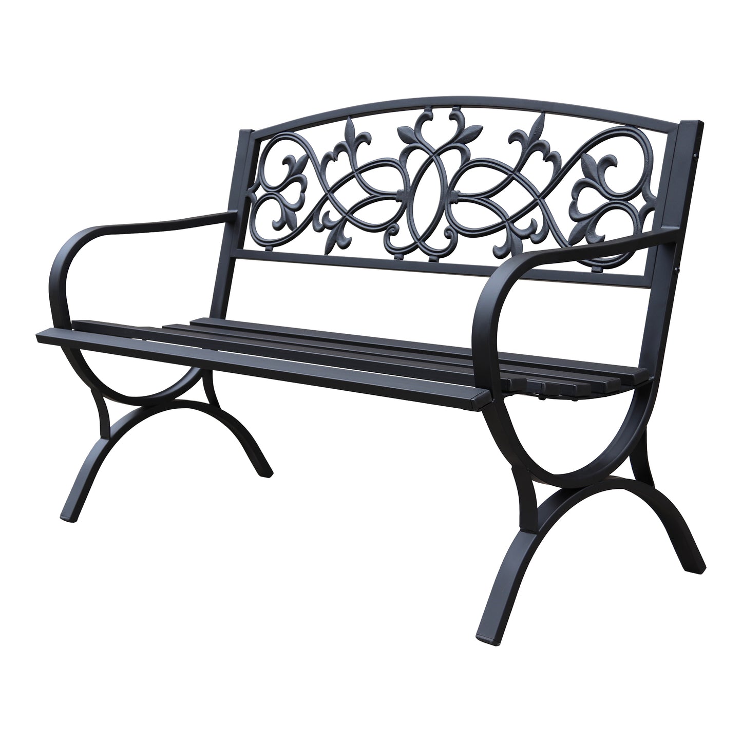 50 in. Steel Designer Outdoor Garden Bench - Black