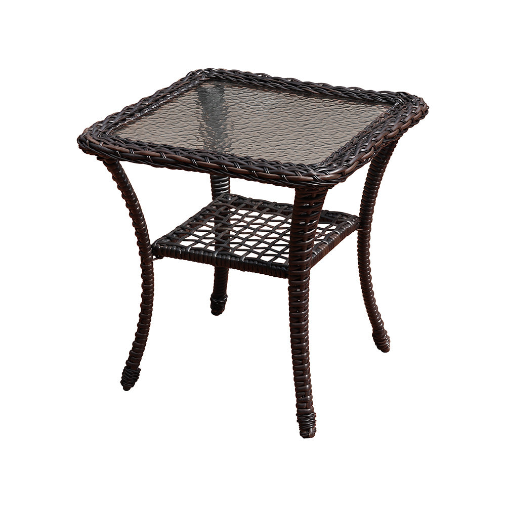 3 PCs Wicker Swivel Patio Conversation Set with Beige