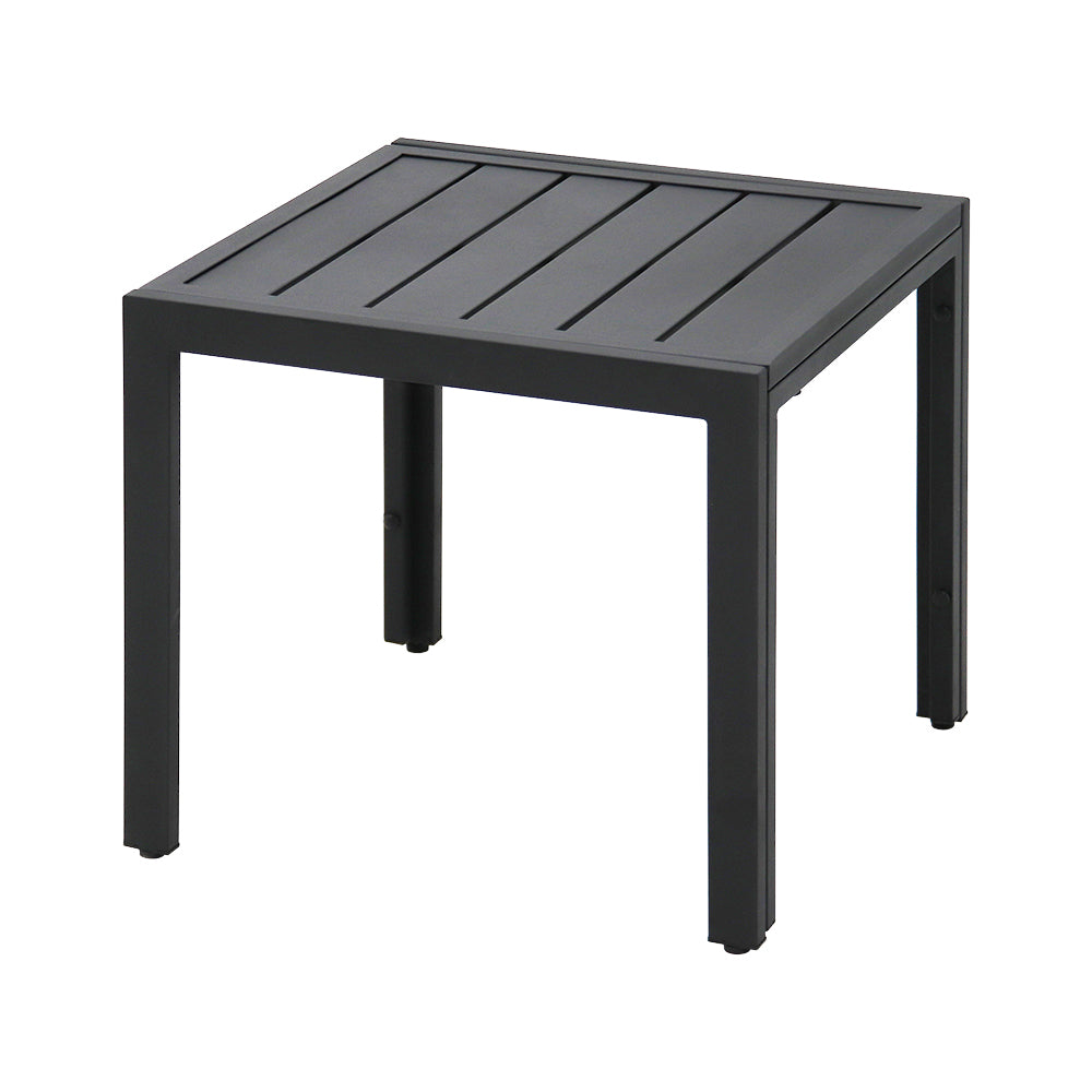 20 in. Square Steel Outdoor End Table with Slat Top - Black