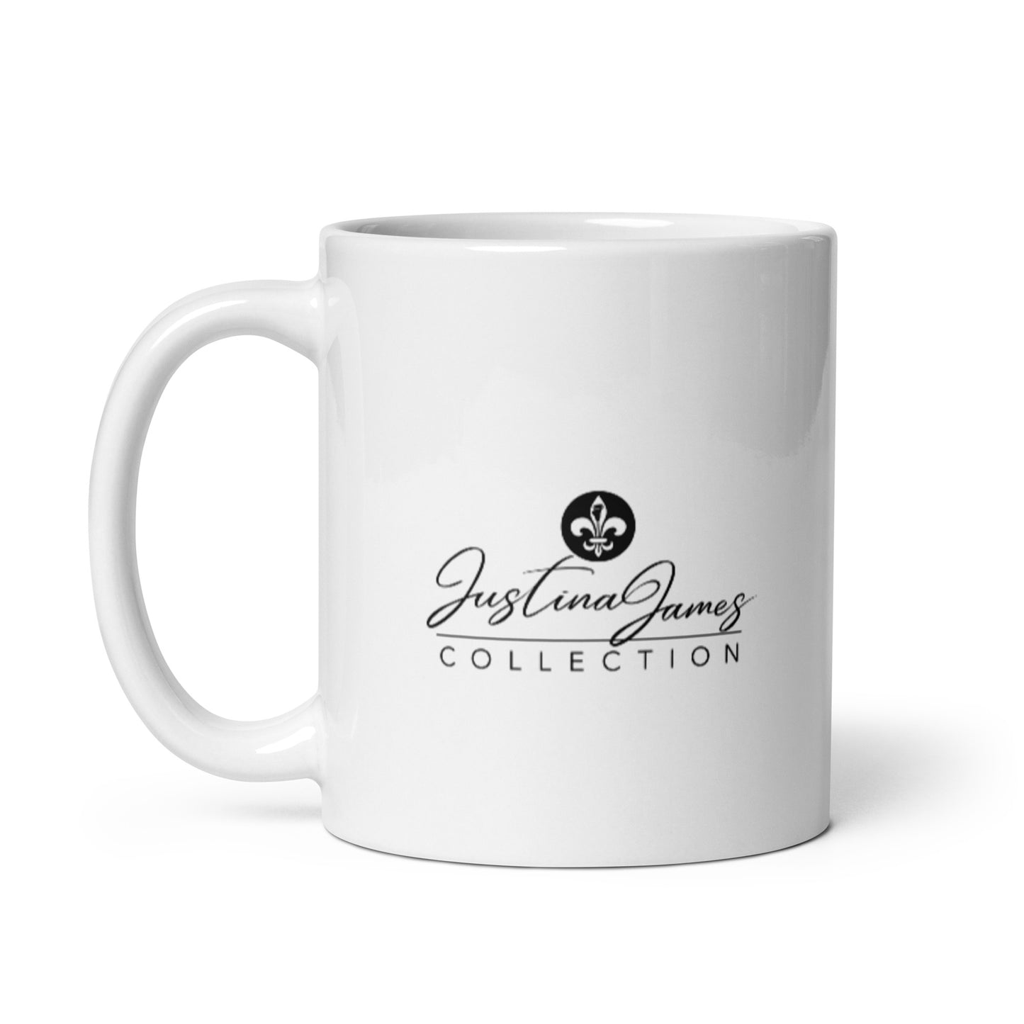 Justina James White glossy mug