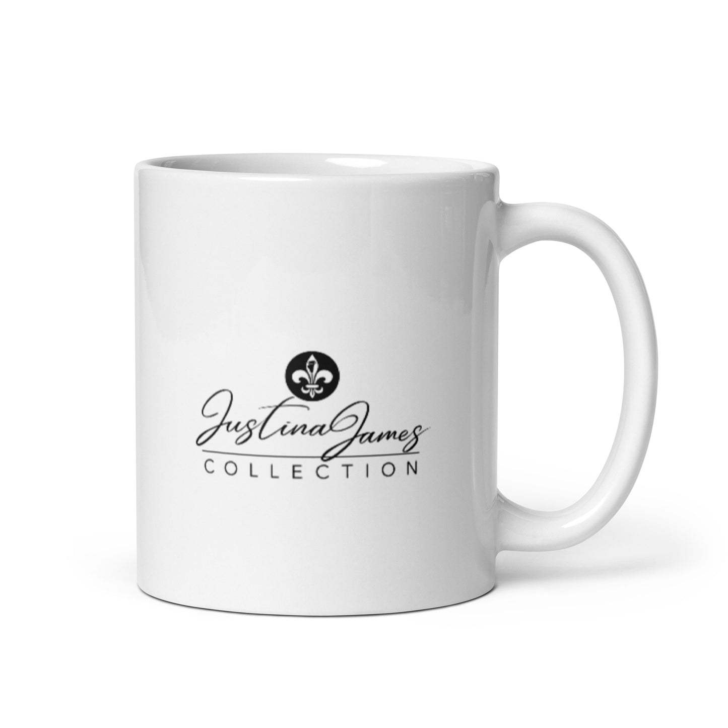 Justina James White glossy mug