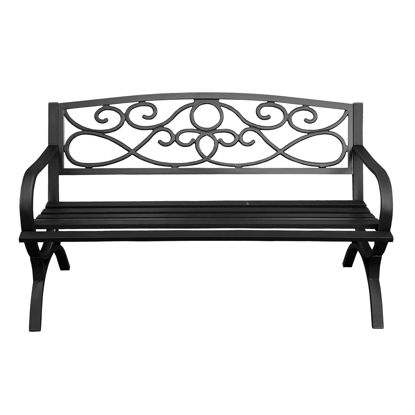 50 in. Steel Outdoor Garden Bench - Black
