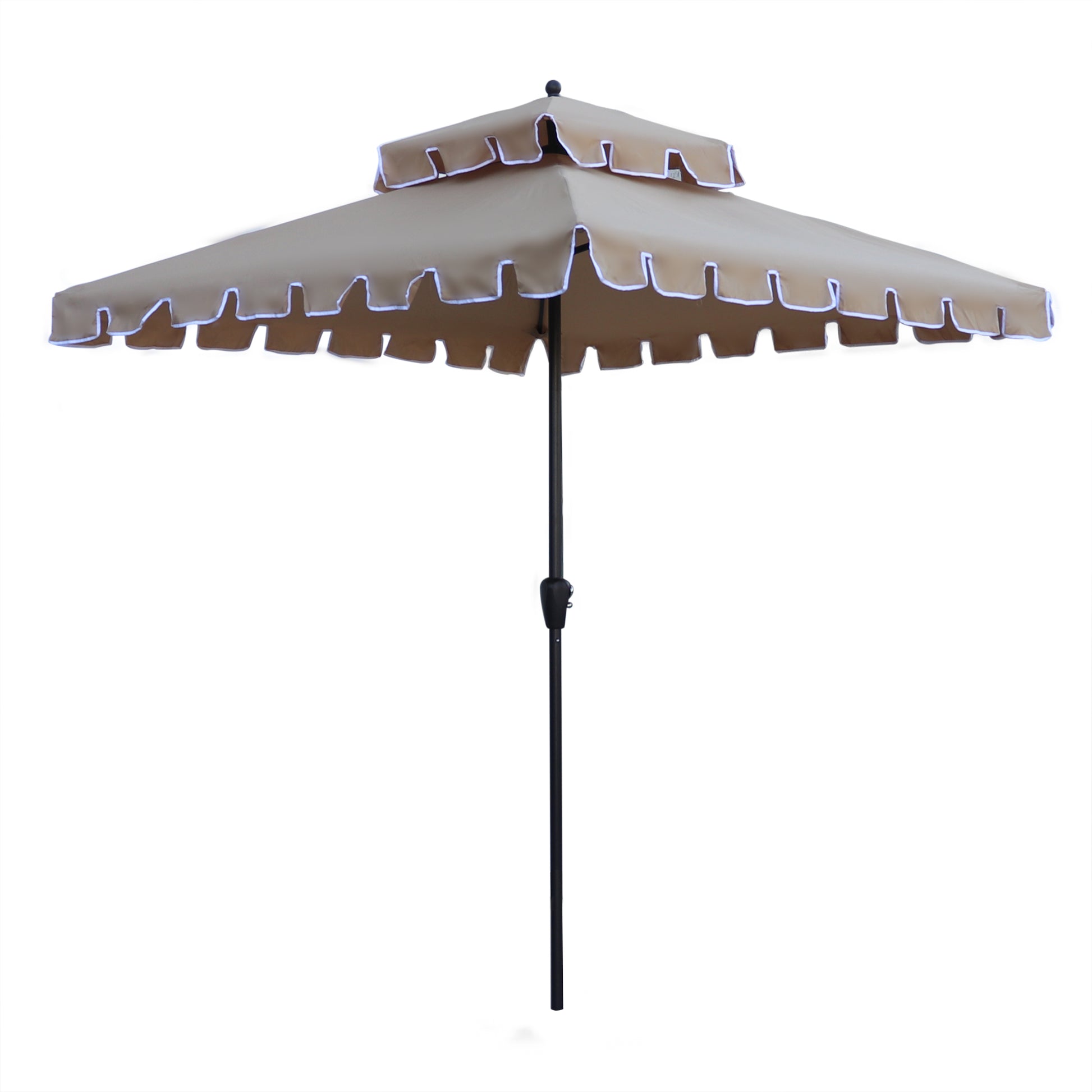 beige patio umbrella with scalloped edge 7Ft Square Scalloped Patio Umbrella – Justina James