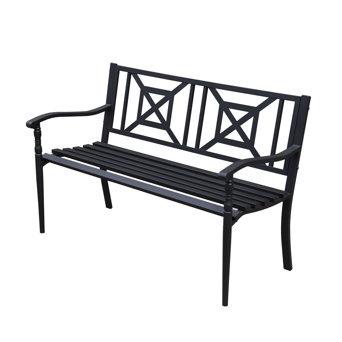 50 in. Deco Steel Outdoor Garden Bench - Black