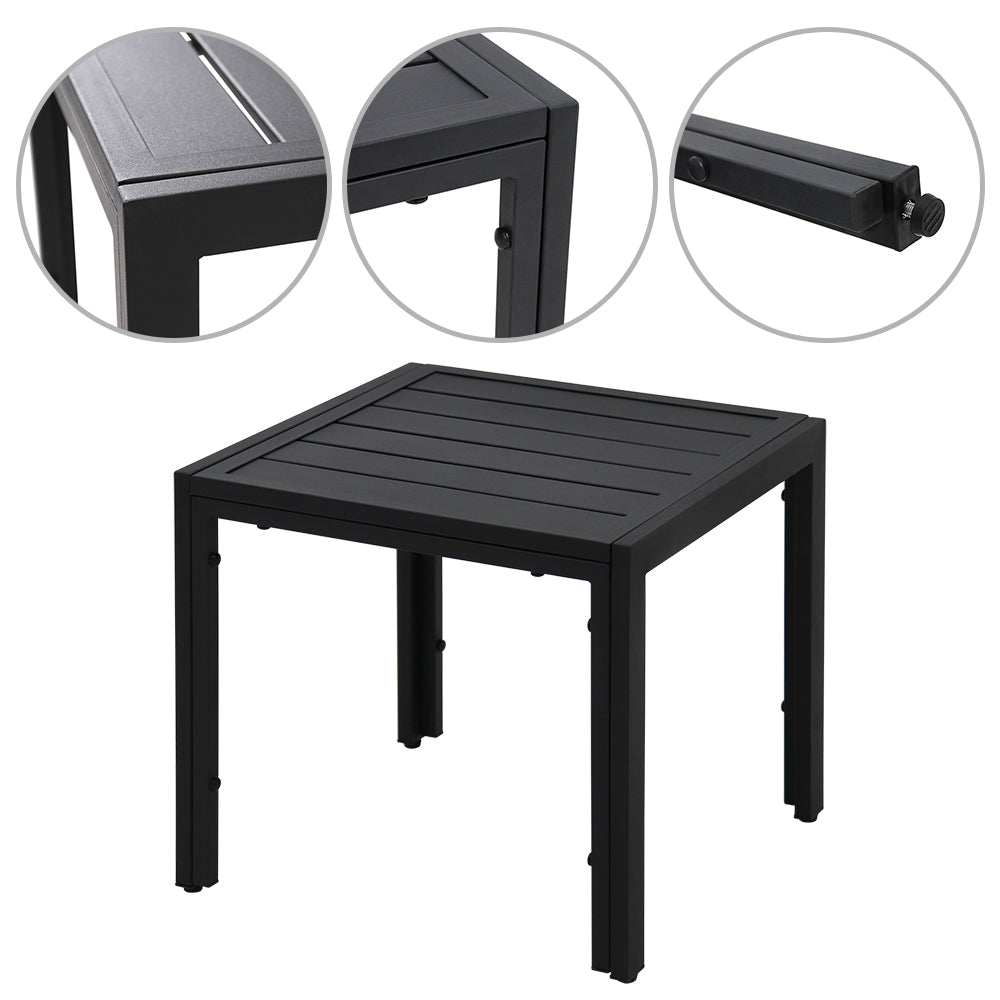 20 in. Square Steel Outdoor End Table with Slat Top - Black