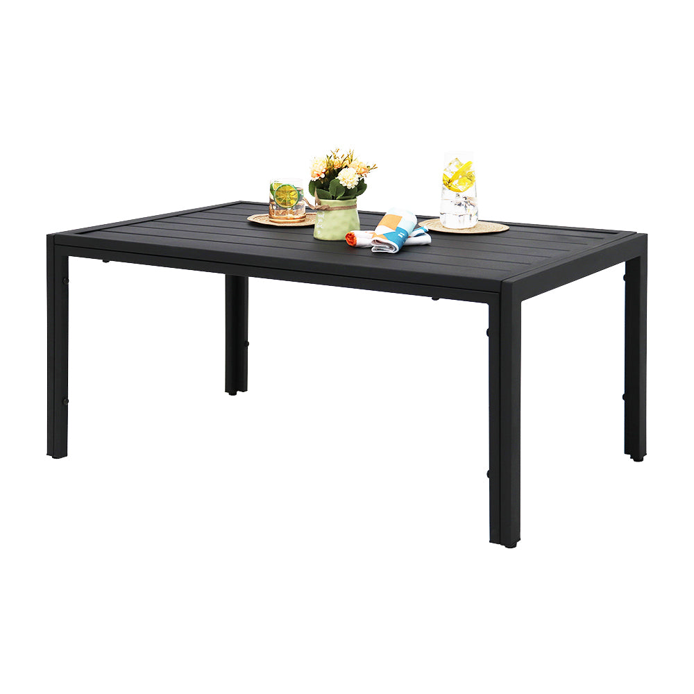 40 in. Rectangular Steel Outdoor Slat Coffee Table - Black