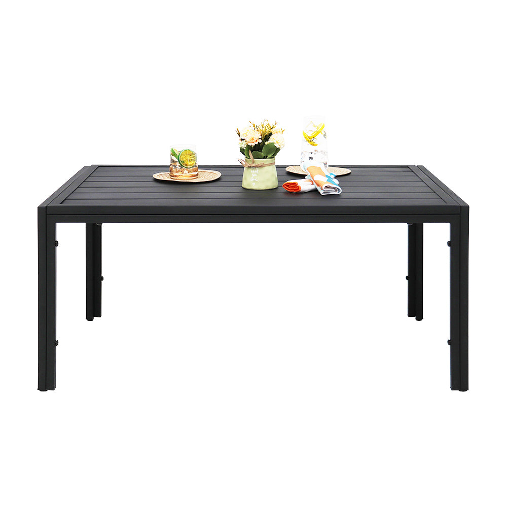 40 in. Rectangular Steel Outdoor Slat Coffee Table - Black